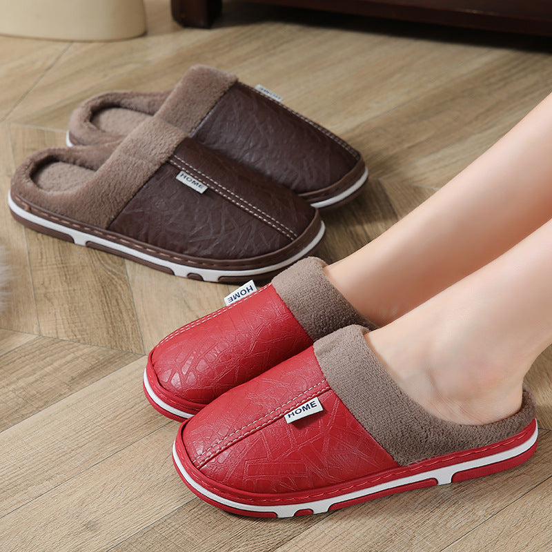 Fleece-Lined Home Slippers with Thick Sole