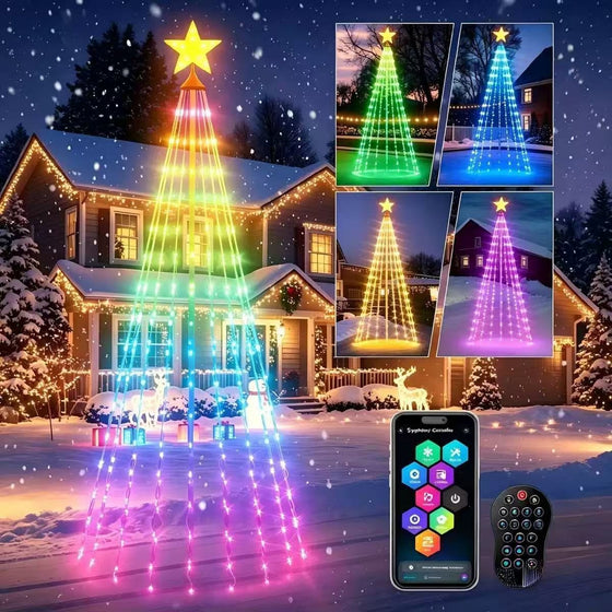 Smart RGBIC Christmas tree string lights with USB power, 256 LED string