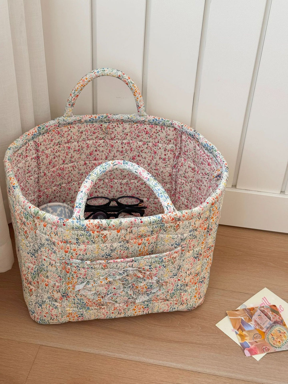 Floral Dirty Clothes Basket