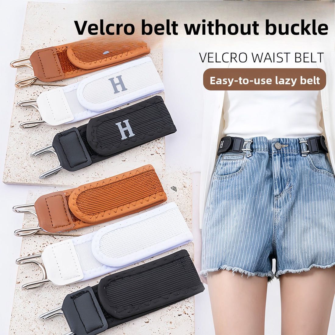 Men's Hook-and-Loop Waist Tightening Belt Without Buckle for Adjustable Comfort