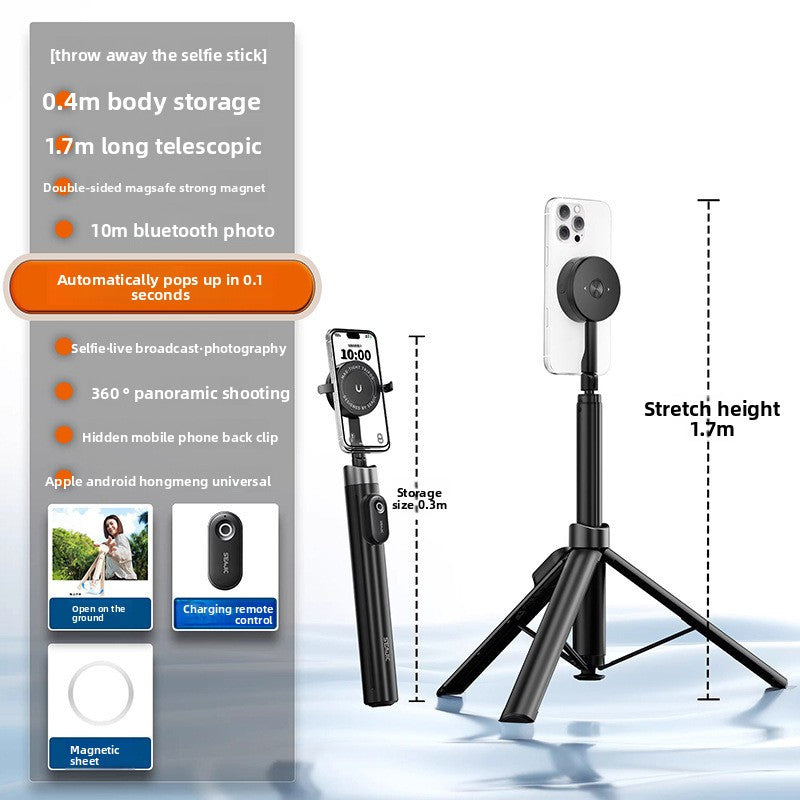 Automatic Pop-Up Bluetooth Selfie Stick with Tripod Stand