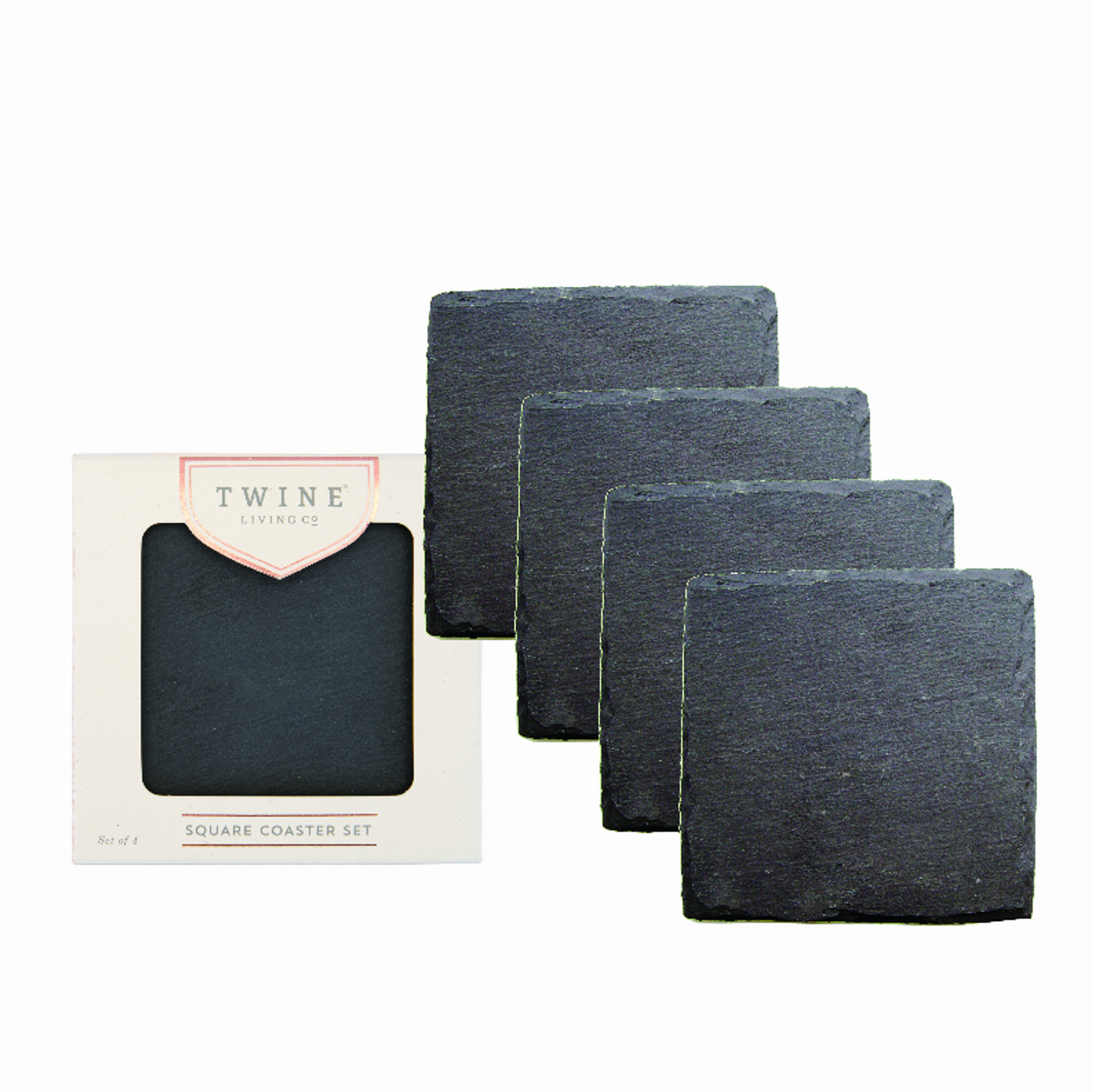 Twine Square Slate Coasters, Set of 4