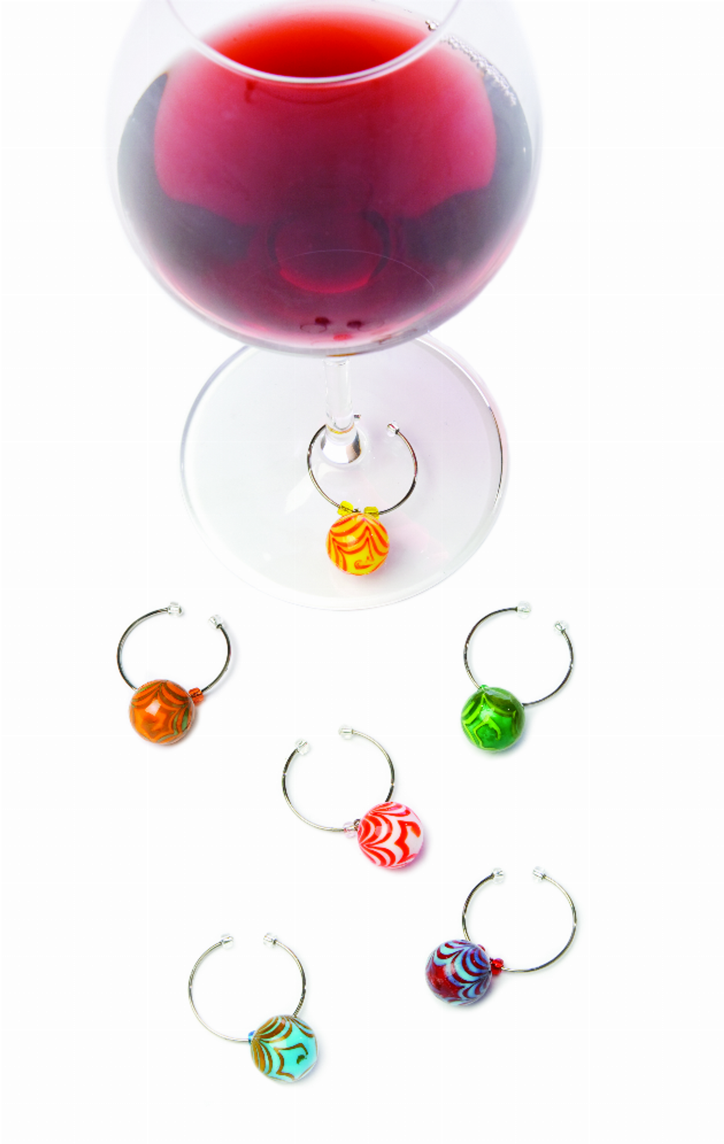 Swirl Glass Wine Charms by True, Set of 6