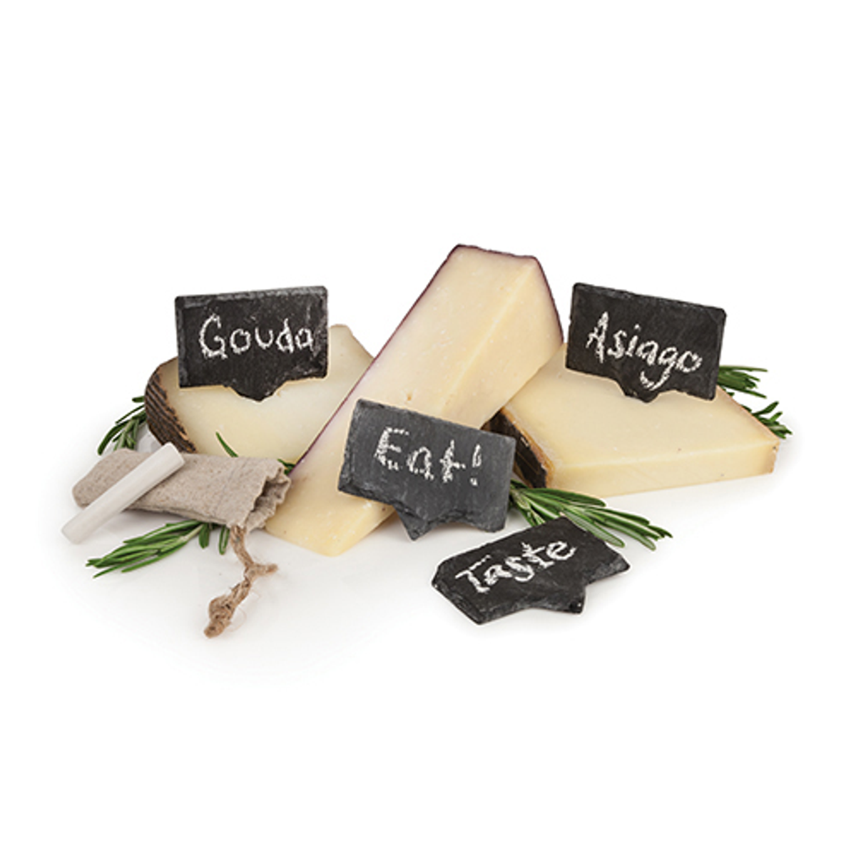 Twine Slate Cheese Markers with Chalk, Set of 4