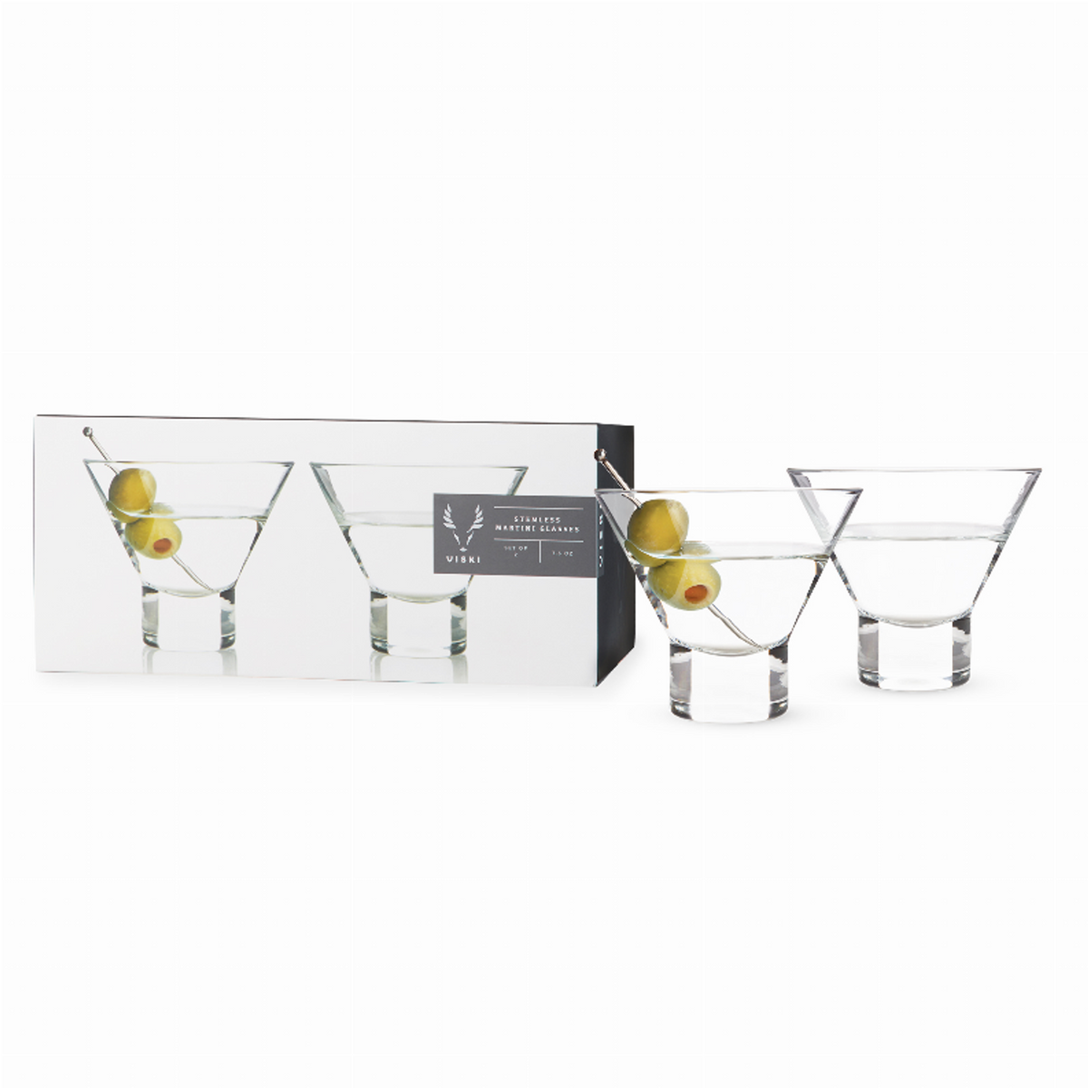 Heavy Base Stemless Crystal Martini Glasses by Viski