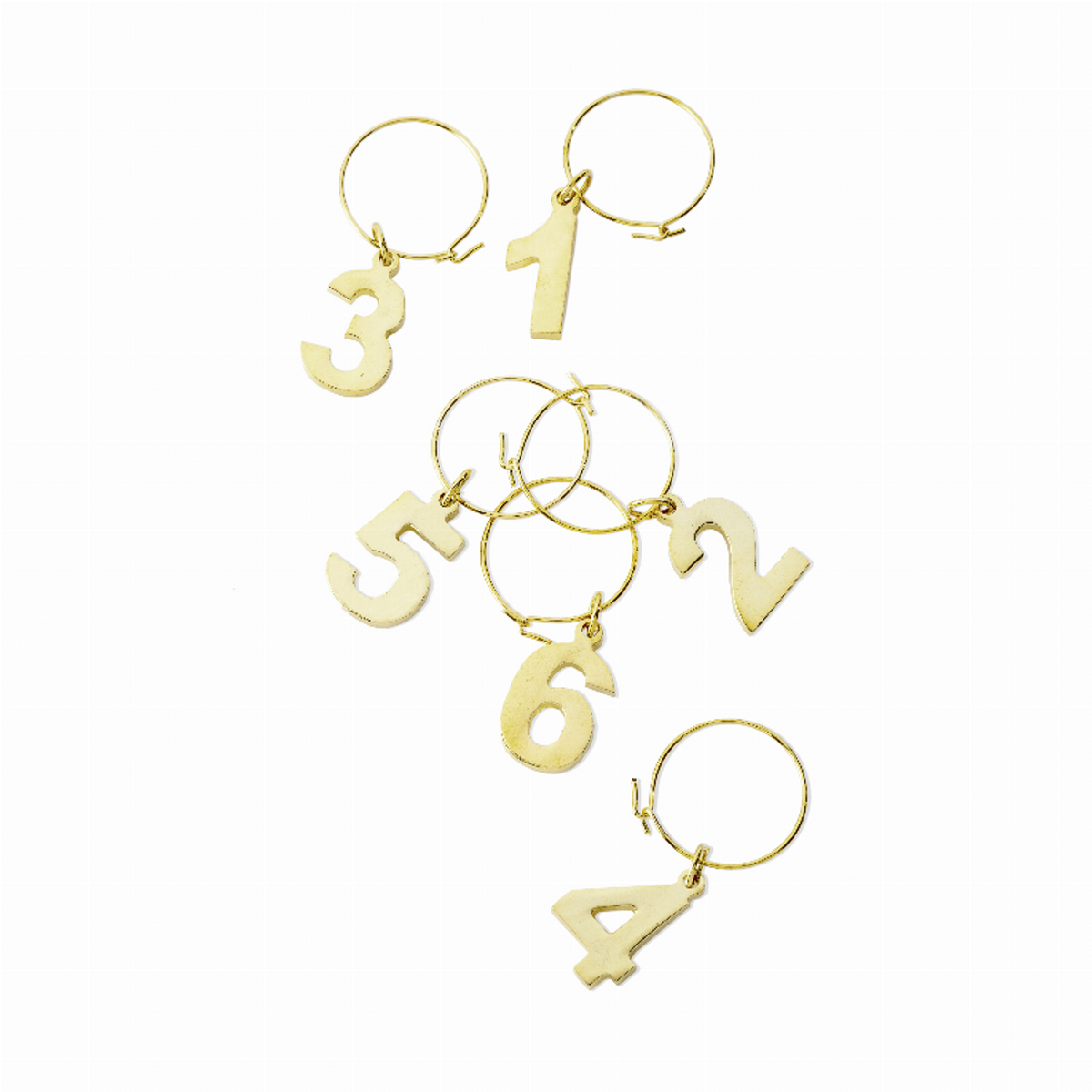 Viski Gold Plated Numbered Wine Charms, Set of 6