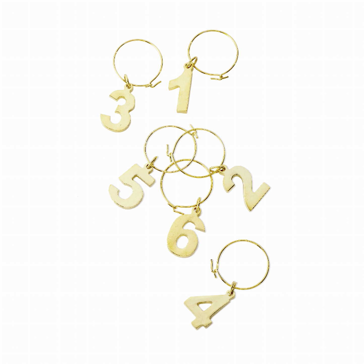 Viski Gold Plated Numbered Wine Charms, Set of 6