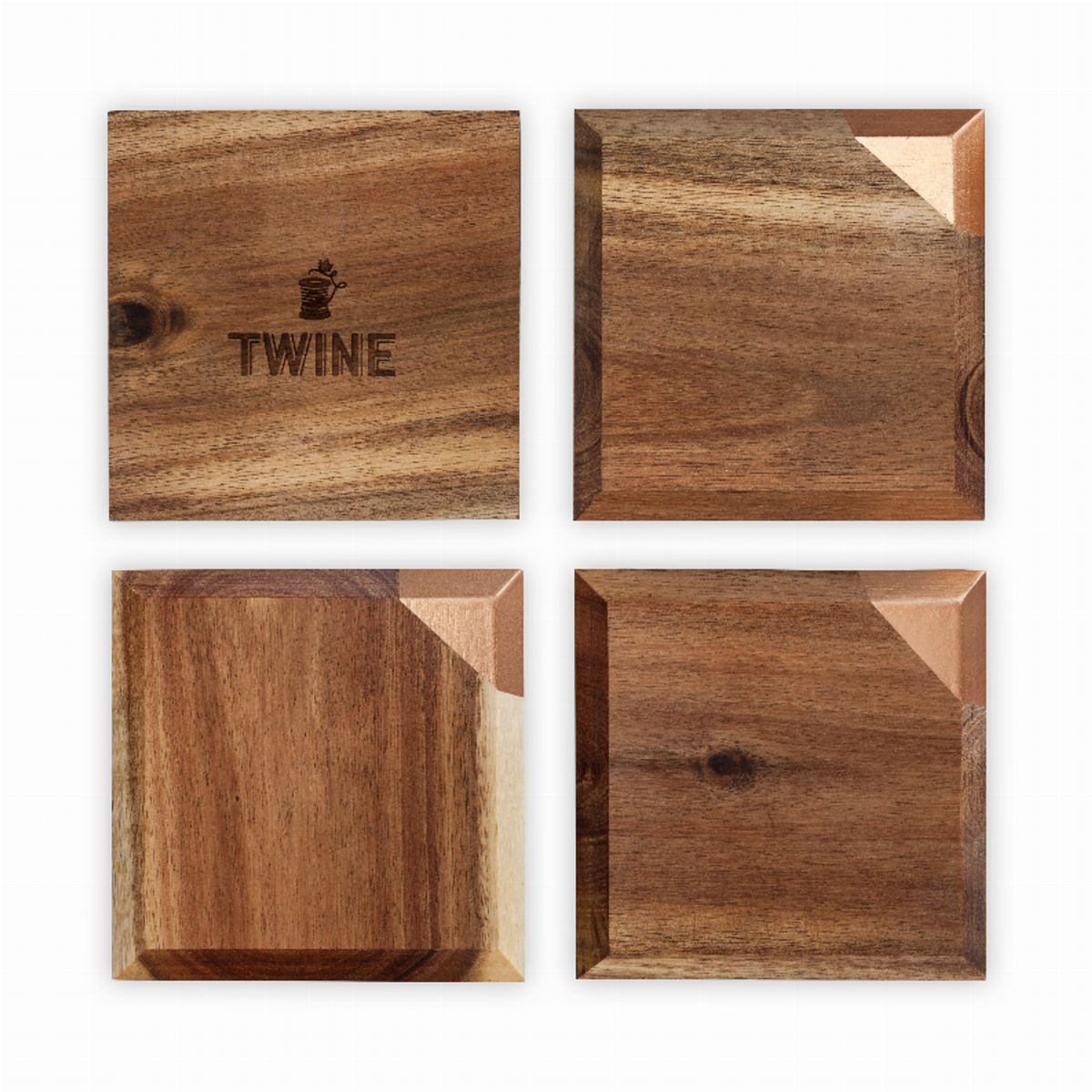 Metallic Dipped Acacia Wood Coaster Set by Twine