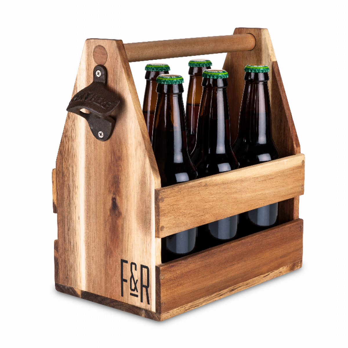 Foster & Rye Acacia Wood Beer Caddy