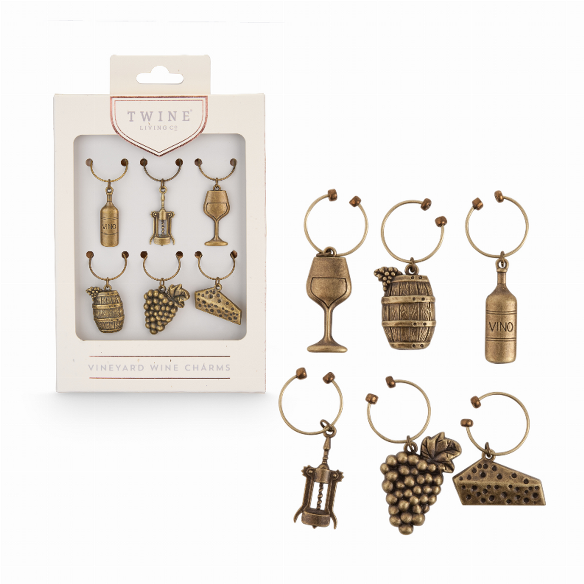 Vineyard Wine Charms by Twine, Set of 6