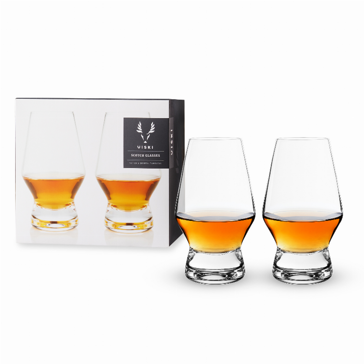 Footed Crystal Scotch Glasses by Viski, Set of 2