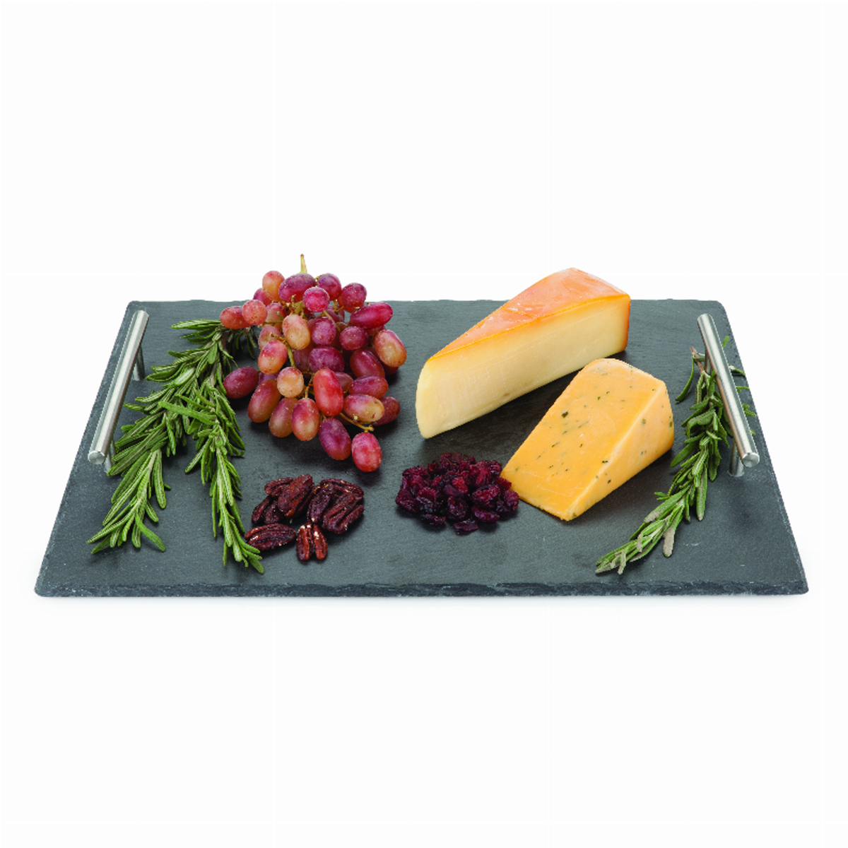 Fete Slate Cheese Board by True with Steel Handles