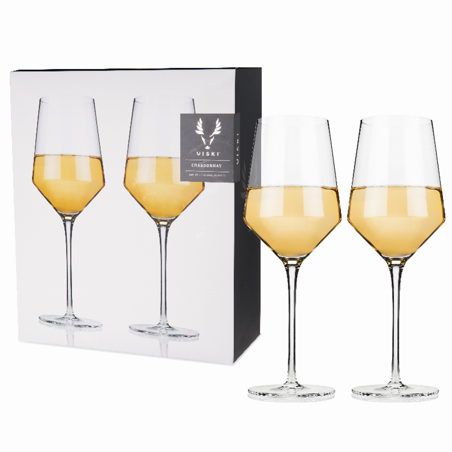 Angled Crystal Chardonnay Glasses by Viski, Set of 2