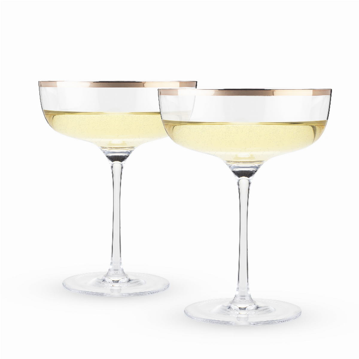 Copper Rim Crystal Coupes by Twine, Set of 2