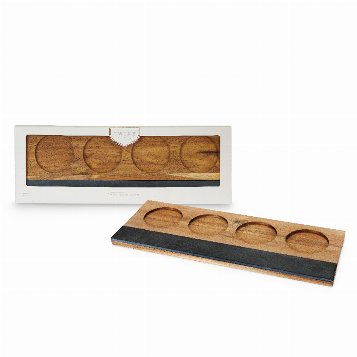 Acacia Wood Wine Flight Board by Twine
