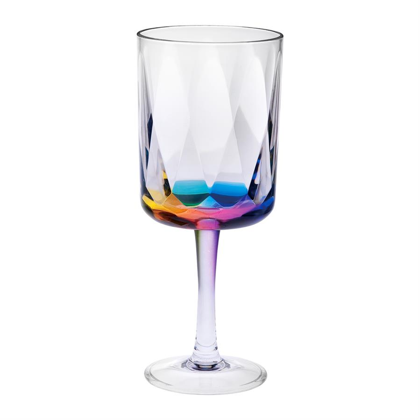 Acrylic Rainbow Diamond Wine Glasses, 15 oz - Set of 4