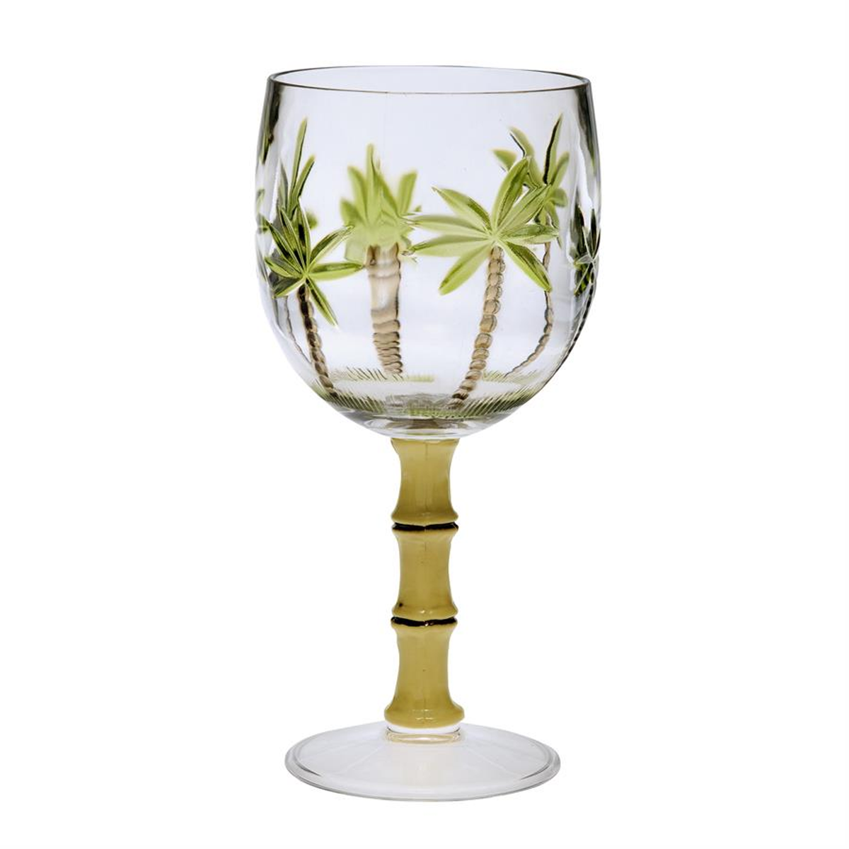 Acrylic Bamboo Stem U-Shape Wine Glasses, 16 oz - Set of 4