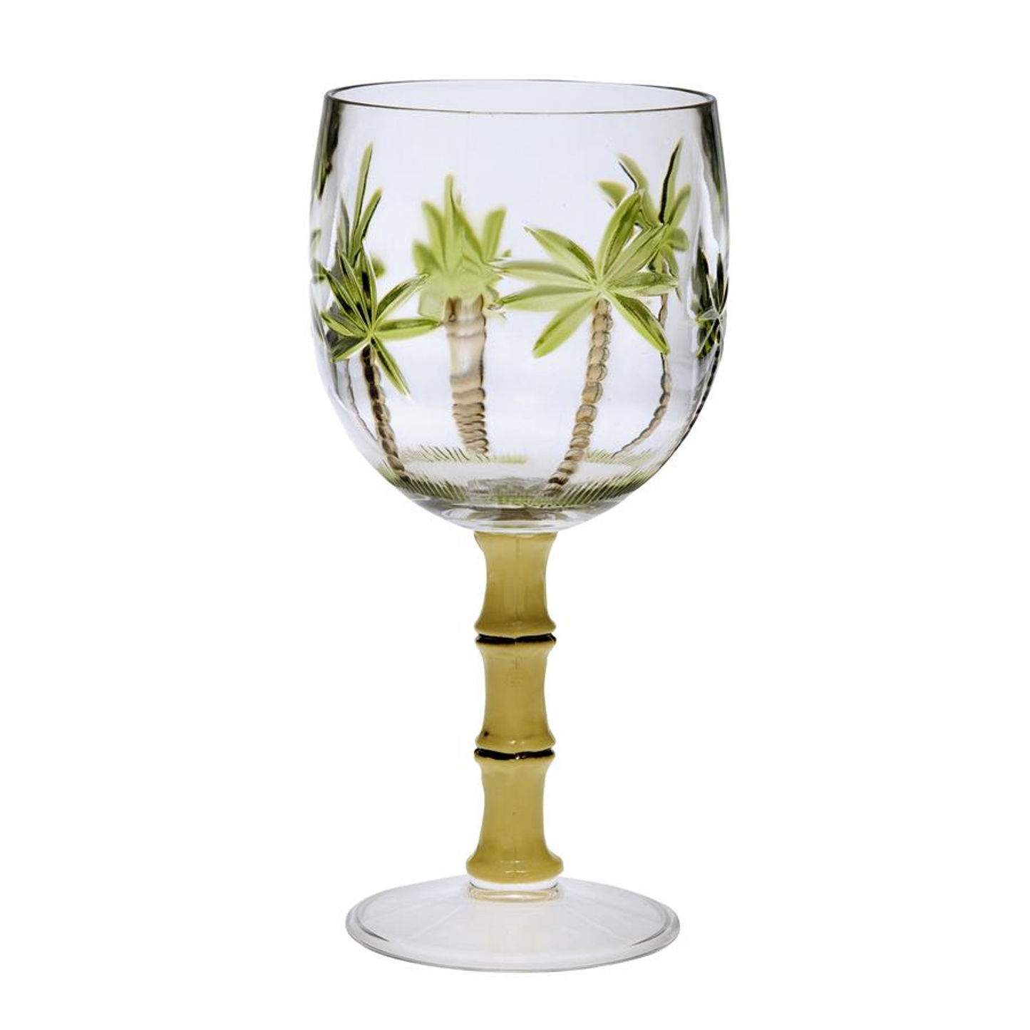 Acrylic Bamboo Stem U-Shape Wine Glasses, 16 oz - Set of 4