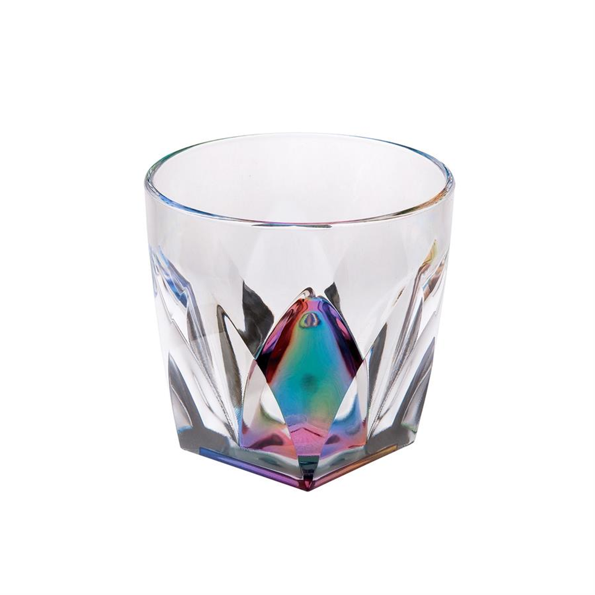 Acrylic Rainbow Diamond Double Old-Fashioned Glasses, 9 oz - Set of 4