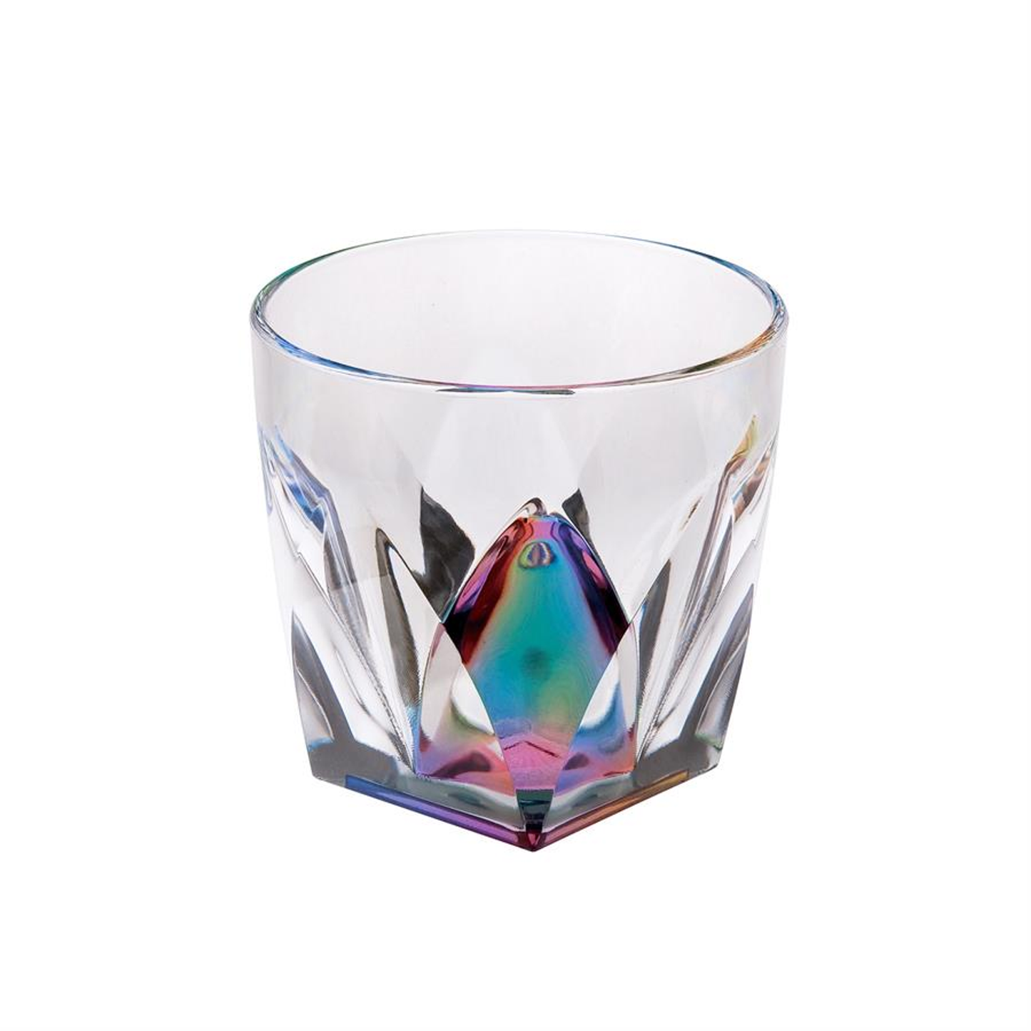 Acrylic Rainbow Diamond Double Old-Fashioned Glasses, 9 oz - Set of 4