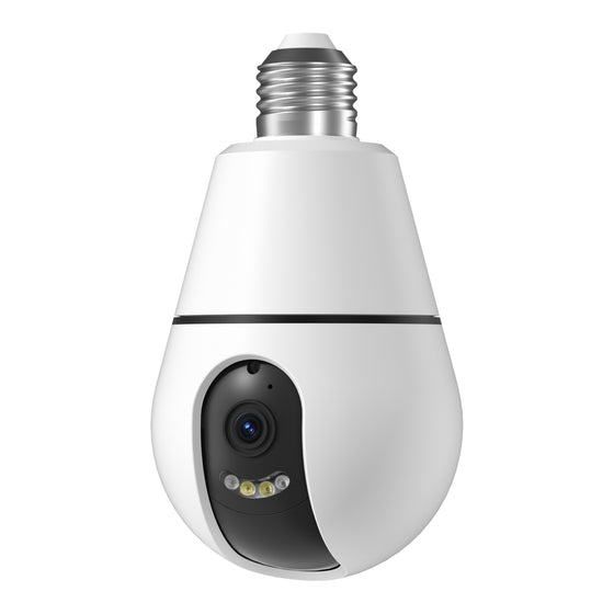 White 360 degree light bulb security camera with screw base