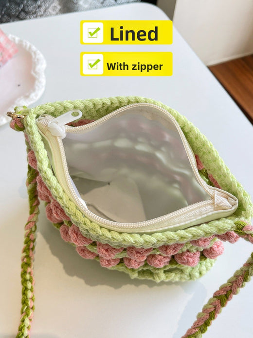 Rainbow Tulip Hand-Woven Bag DIY Material Kit Summer Dopamine Shoulder Crossbody Bag product image 5