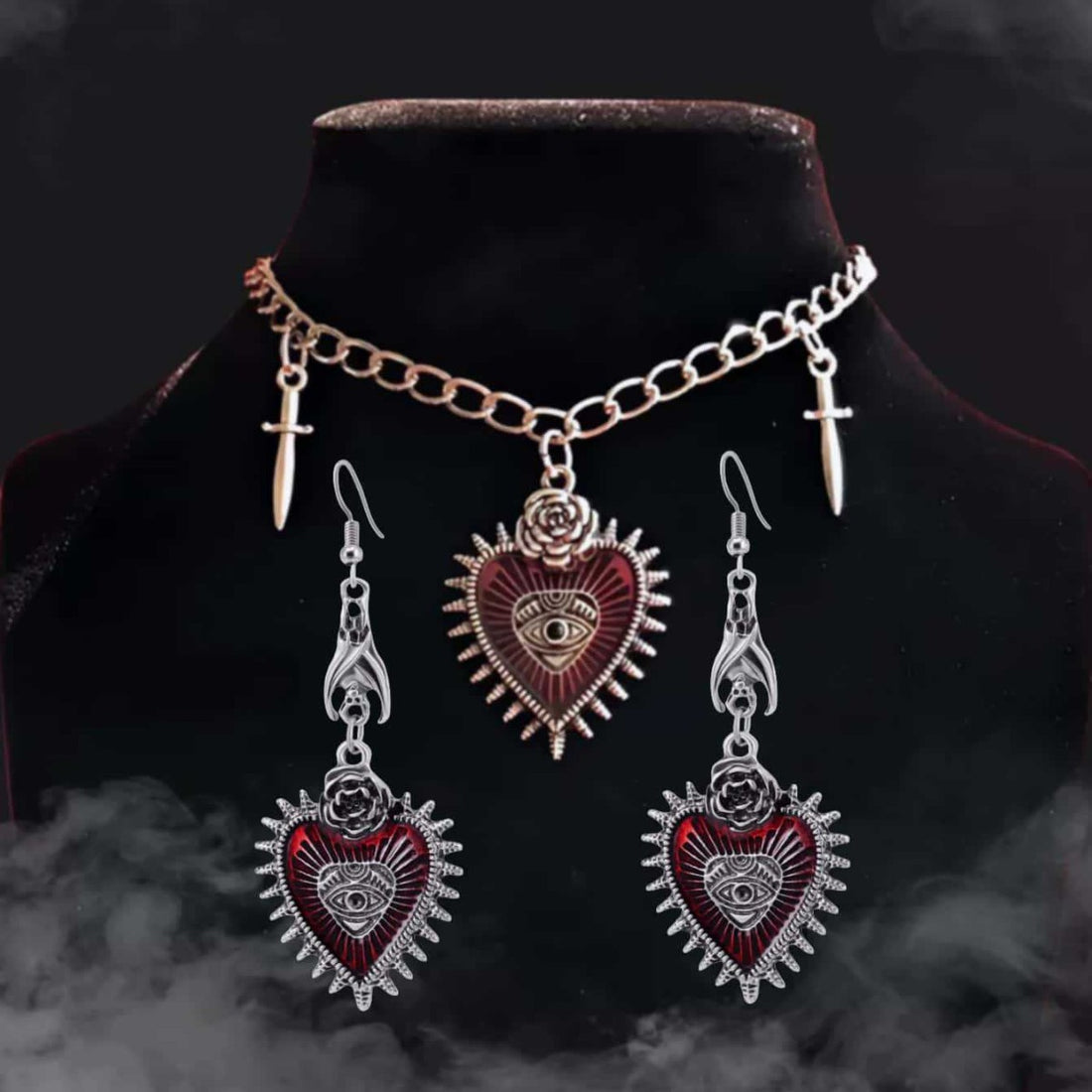 Retro Gothic Halloween Heart Jewelry
