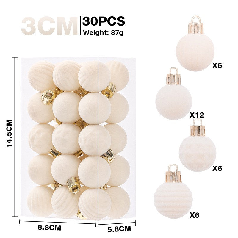 Set of small velvet flocked Christmas ball ornaments, photo 8