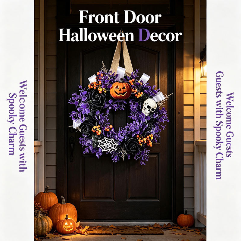 Halloween Skull Wreath Door Hanging Decoration