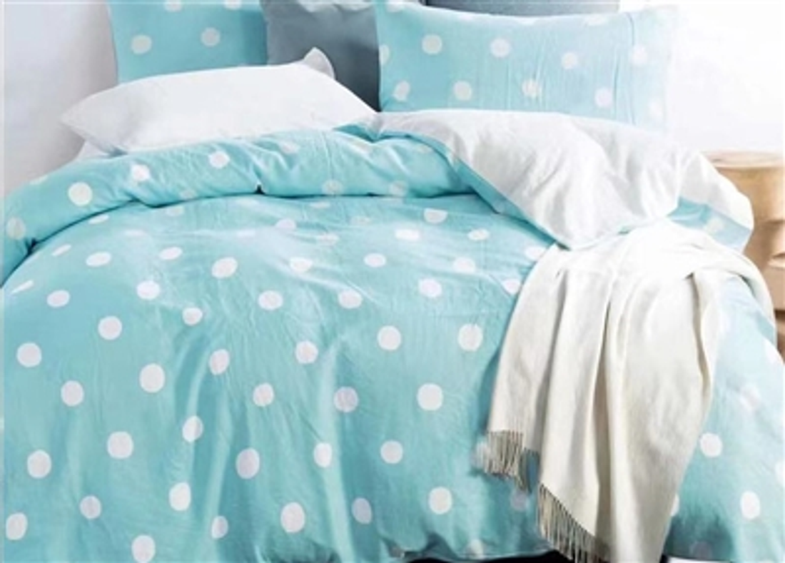 Clara Blue/White Polka Dot 100% Cotton Double Layer Yarn Comforter Set