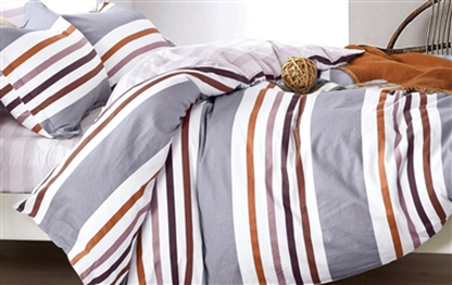 Denver Brown/Gray Striped 100% Cotton Comforter Set