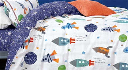 Johanas Rocket Ship 100% Cotton Reversible Comforter Set