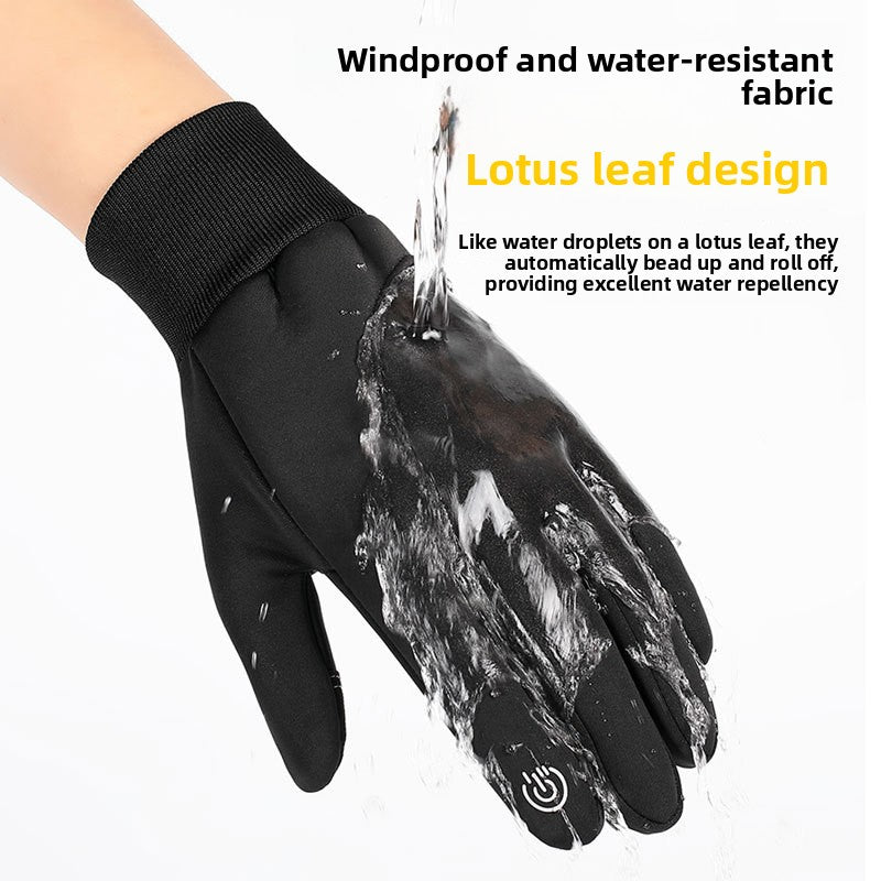 Windproof fleece-lined touchscreen winter cycling gloves, photo 1