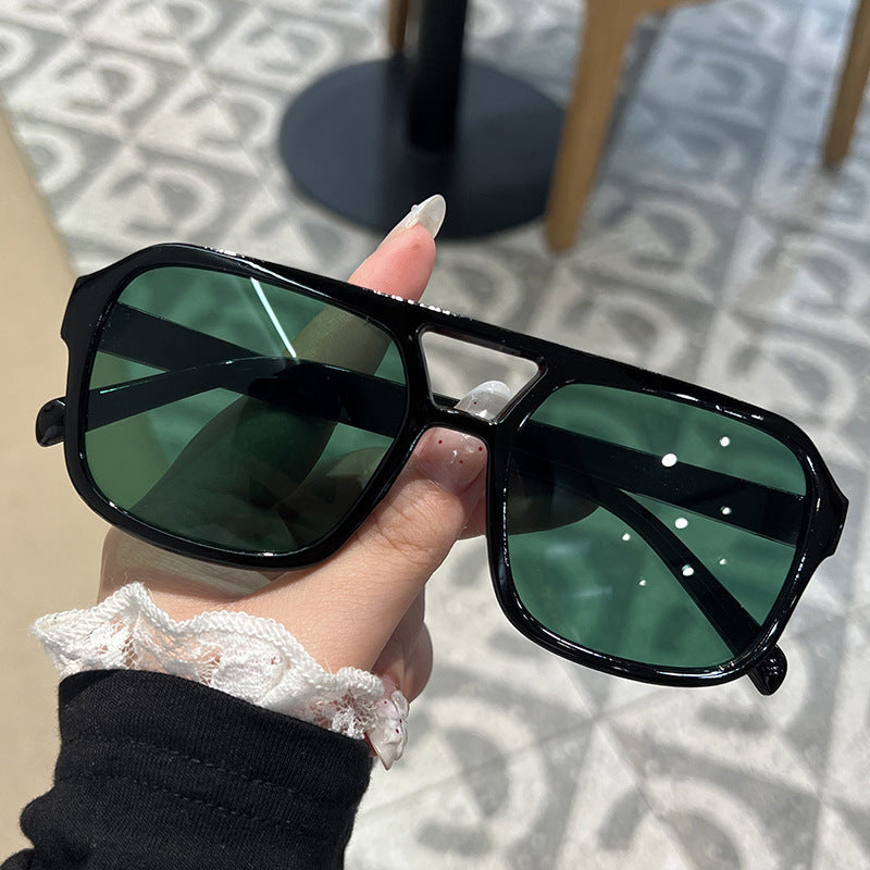 Candy Color Double Bridge Square Frame Sunglasses