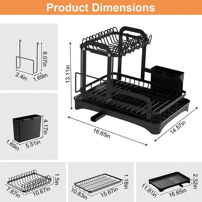 2 Tier Dish Drying Rack Organizer