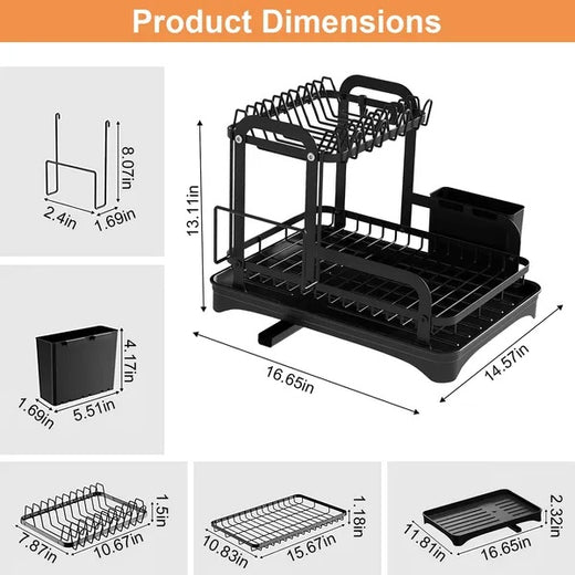 2 Tier Dish Drying Rack Organizer