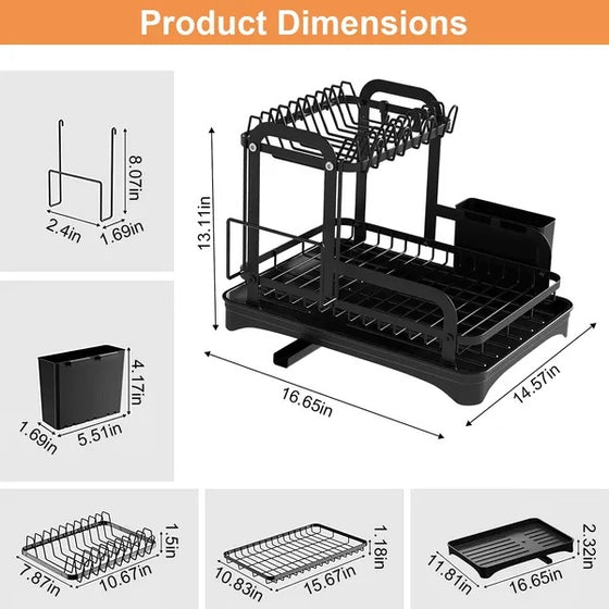 2 Tier Dish Drying Rack Organizer