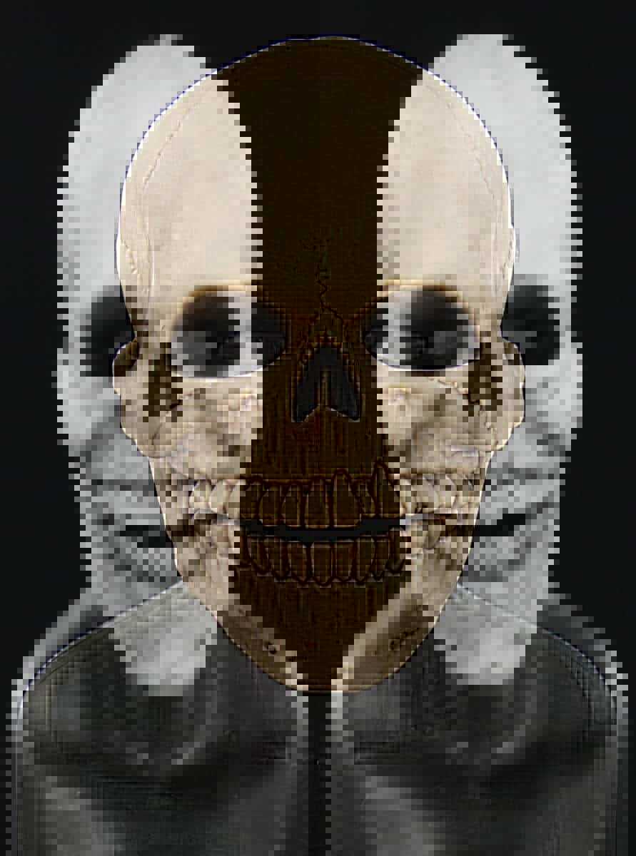 Latex Skull Mask with Moving Mouth in white