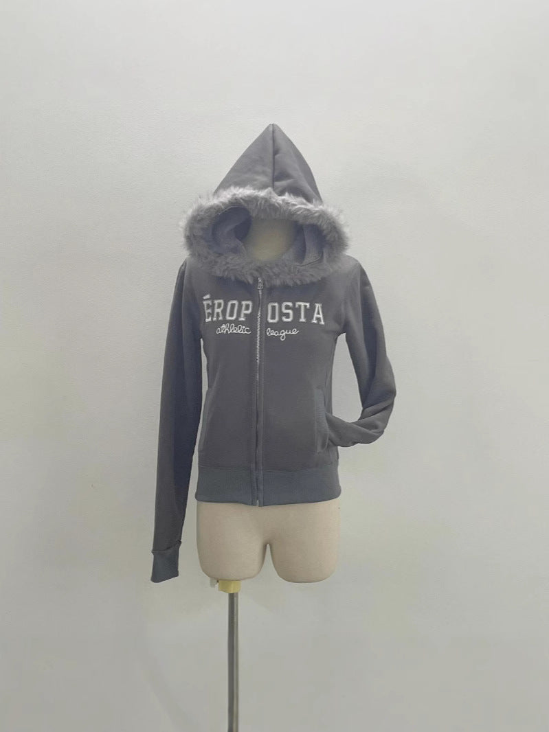 Fleece Lined Hooded Sweatshirt Coat