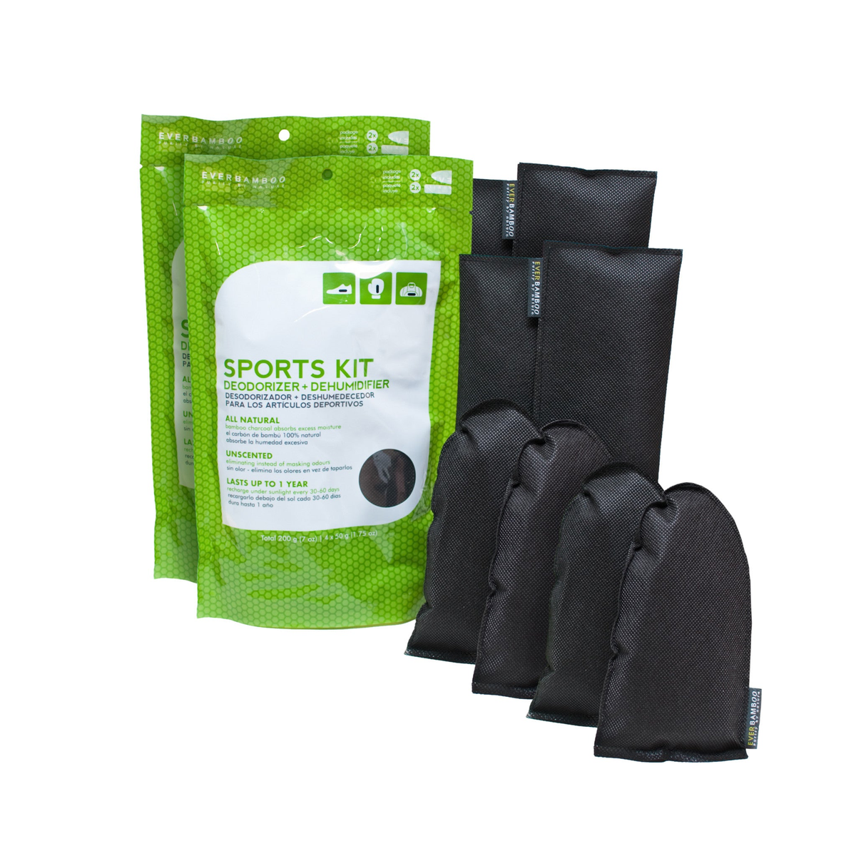 Ever Bamboo Sports Kit Deodorizer Dehumidifier 4-Pack