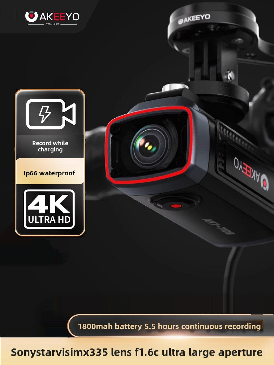 4K Waterproof Sports Action Camera for Cycling and Motorcycle Recording
