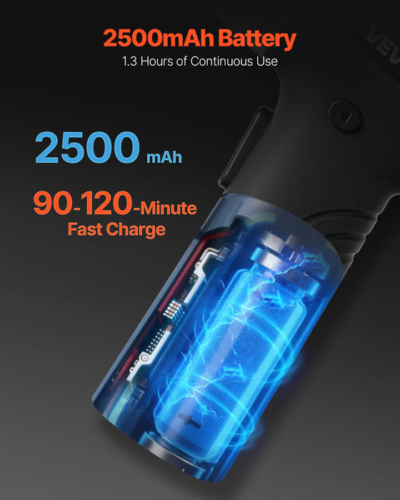 2500 mAh rechargeable battery graphic