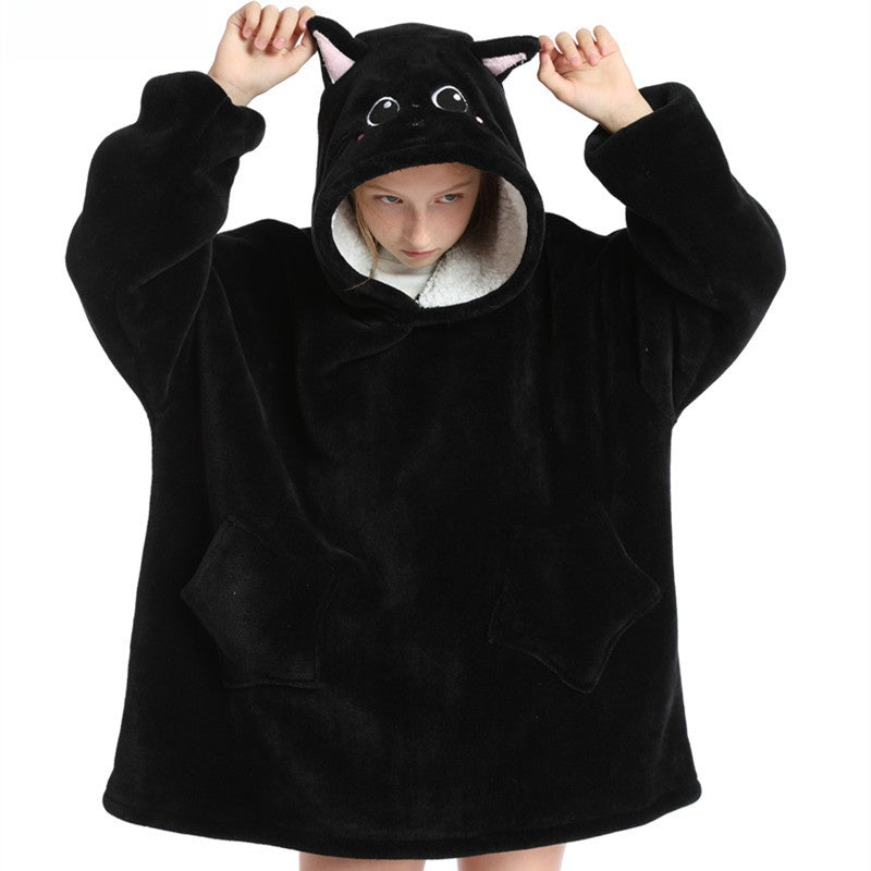 Kids cartoon animal hooded fleece robe, photo 7
