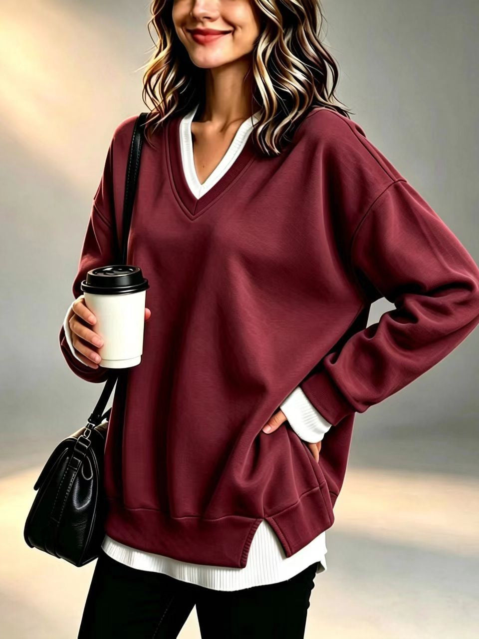V-neck sweatshirt