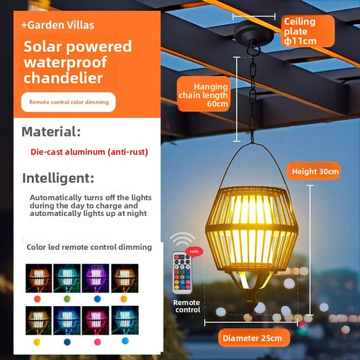 Outdoor solar-powered pendant light