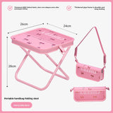 Portable Folding Stool Cherry Print Outdoor Chair