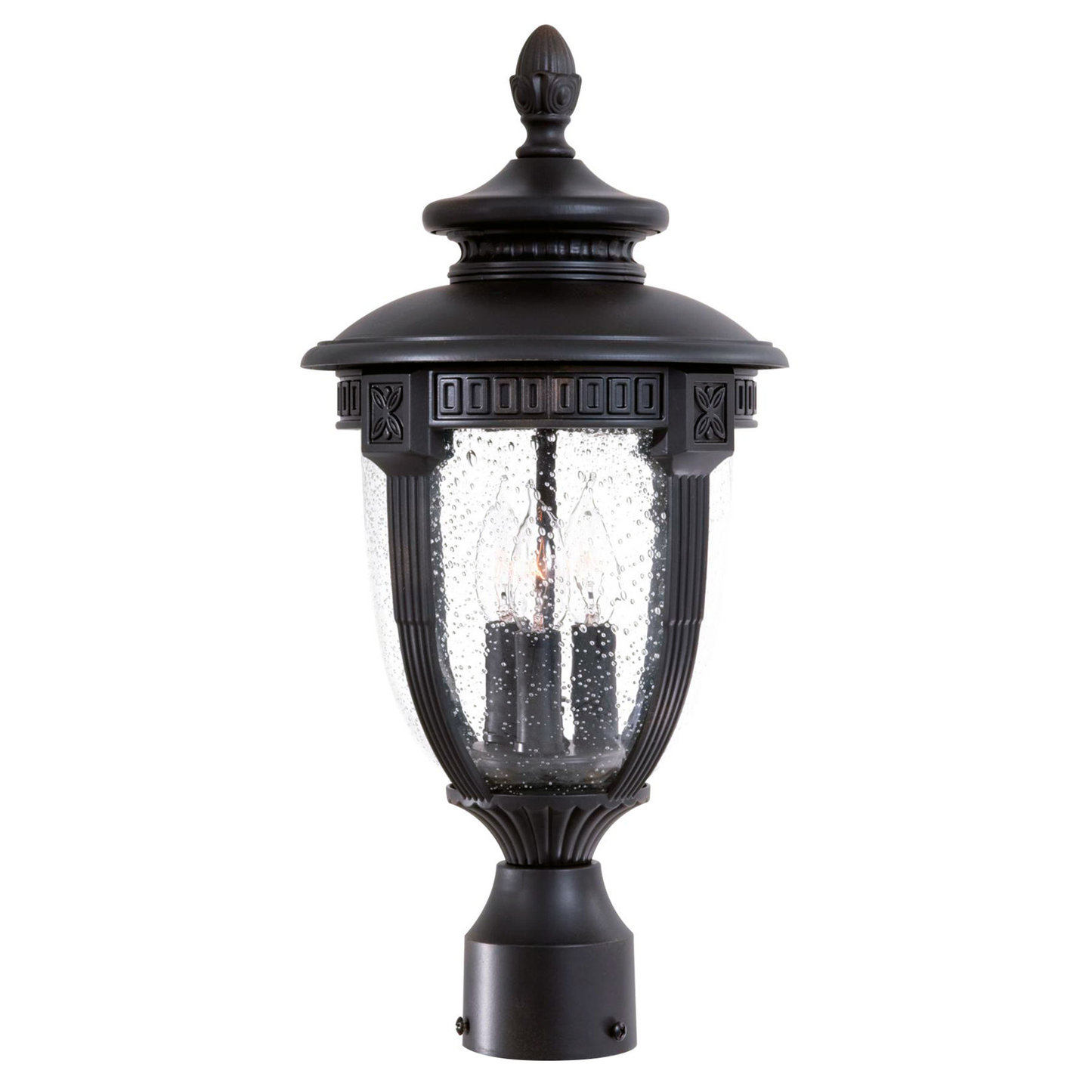 Decorative Hardwire Outdoor Post Light, Black
