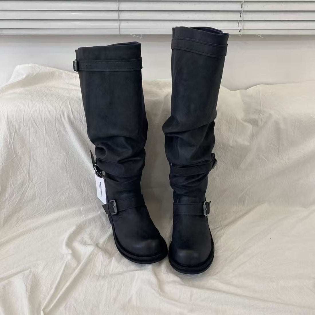 Women's Niche Korean Design Wide-Calf Over-the-Knee Chunky Heel Riding Boots