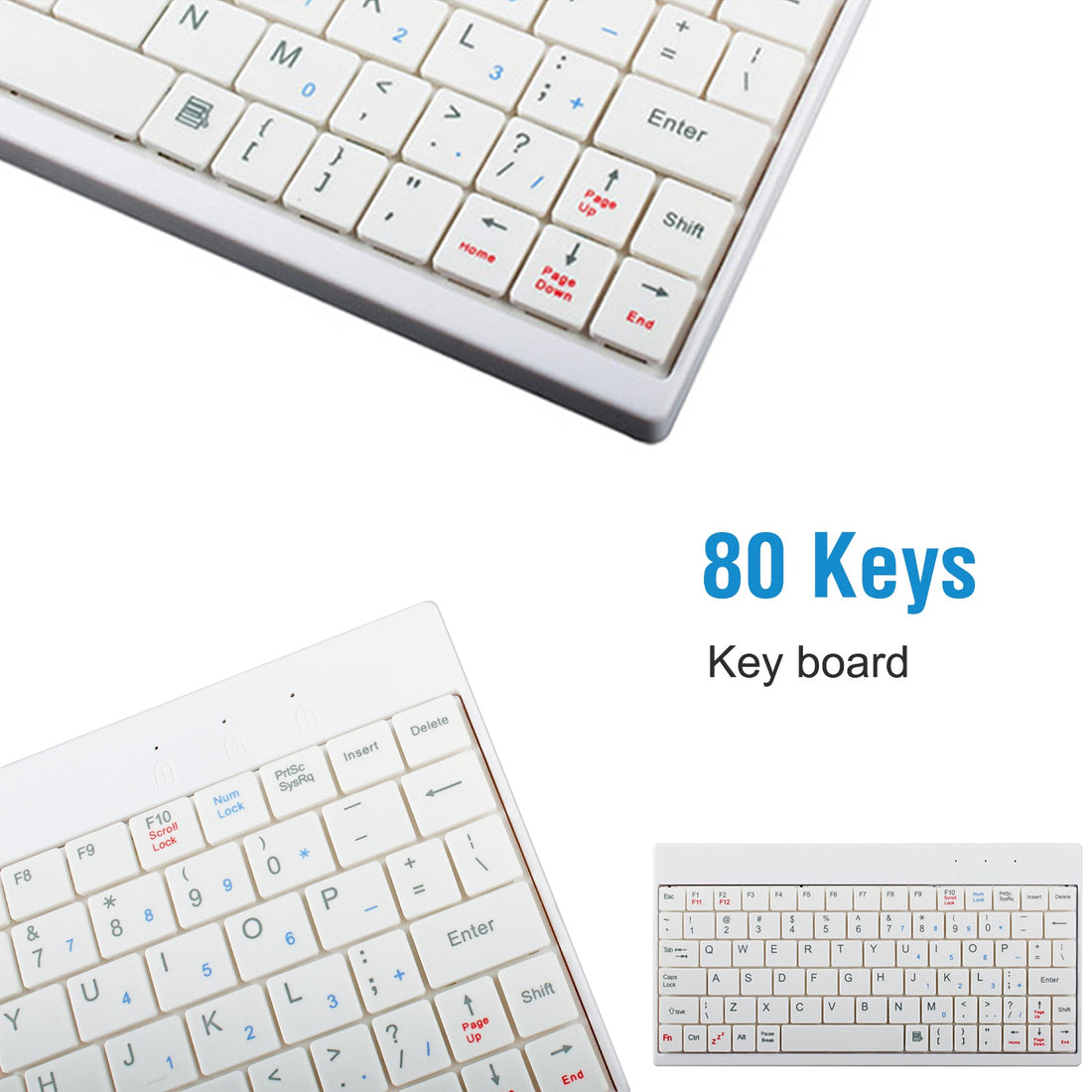 Close-up of the white 80-key mini keyboard