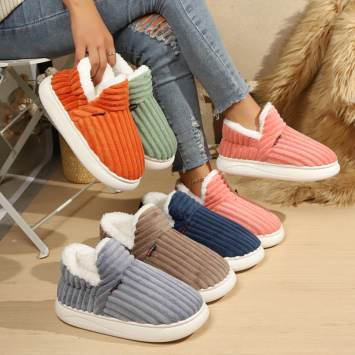 Plush Lined Indoor Outdoor Slippers